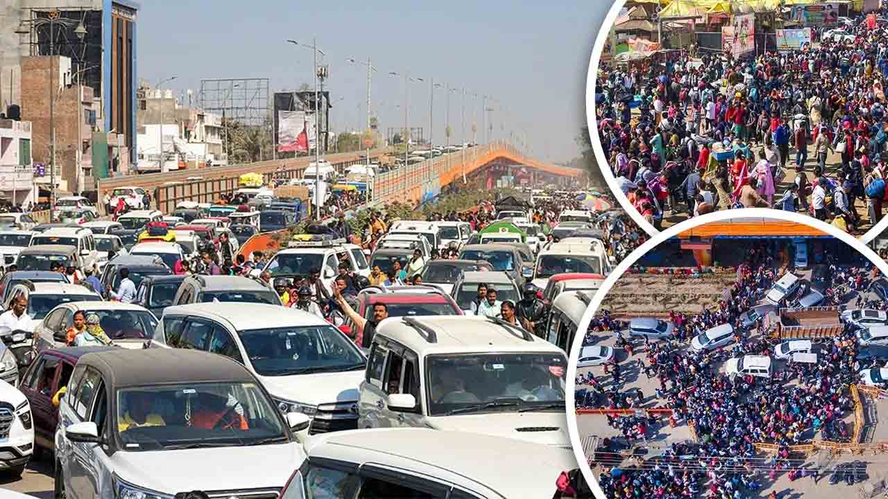 प्रयागराज में कई किलोमीटर भीषण जाम, आने-जाने के सारे रास्तों पर बुरा हाल