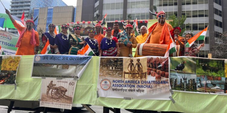 भारत दिवस परेड 2025 में छत्तीसगढ़ की भव्य प्रस्तुति, सिएटल, टोरंटो और कैलिफोर्निया बे एरिया में छत्तीसगढ़ी संस्कृति और गौरव का प्रदर्शन