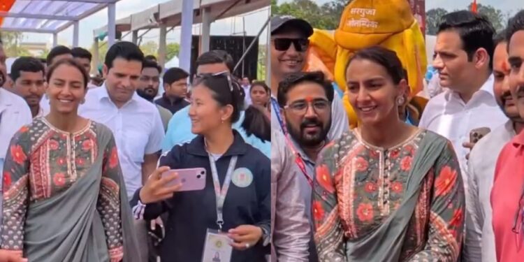 सरगुजा ओलंपिक में शामिल हुईं पहलवान गीता फोगाट, खिलाड़ियों से की मुलाकात