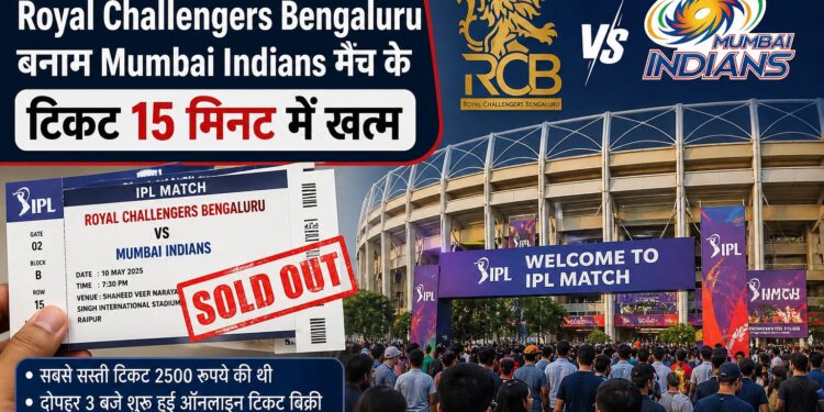 रायपुर में आईपीएल का क्रेज: RCB और MI भिड़ंत के लिए 15 मिनट में बिके सारे सस्ते टिकट
