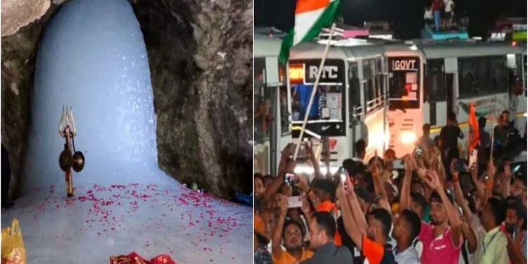 बाबा बर्फानी के दर्शन शुरू, बेस कैंप से पवित्र गुफा के लिए रवाना हुआ पहला जत्था; सुरक्षा के कड़े इंतजाम