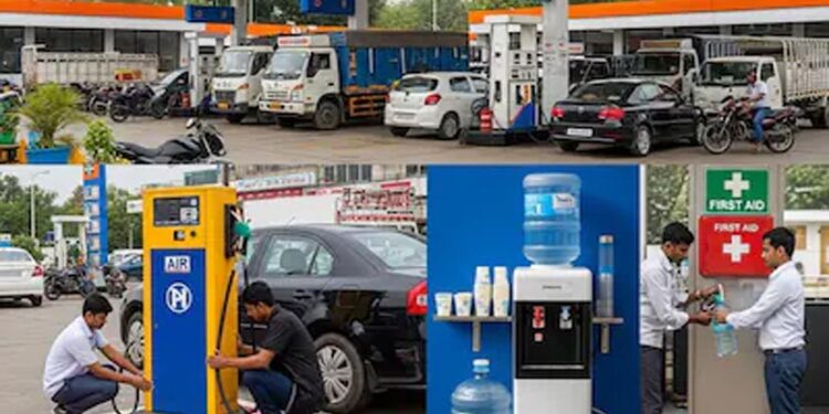 पेट्रोल पंपों पर कागजों में मुफ्त हवा-पानी और शौचालय की सुविधा